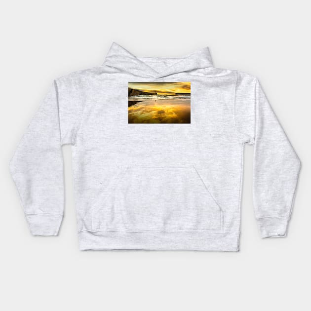 Sunrise at Seaham Pier and The Slope Kids Hoodie by Reg-K-Atkinson